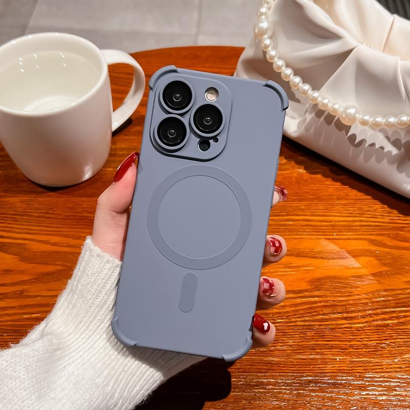 Luxury Magsafe Wireless Charge Case For iPhone 15 14 13 12 Pro Max Plus Soft Liquid Silicone Magnetic Shockproof Bumper Cover