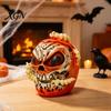 Resin Horror Tabletop Props Halloween Skull Apples Statue, Gothic Spooky Decor with Worm, Prop for Party Haunted House, Unique Gift Secret Room