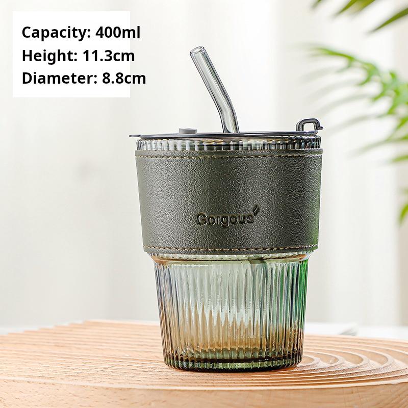 400 мл полосатый стеклянный стакан прозрачные стаканы с крышкой и соломинкой кружка для льда кофе чашка для чая стакан для сока стакан для молока вода стакан посуда для напитков