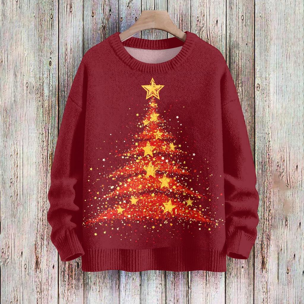 Christmas Sweatshirts For Women Knit Sweater Cute Shirt Fall Crewneck Pullover Tops