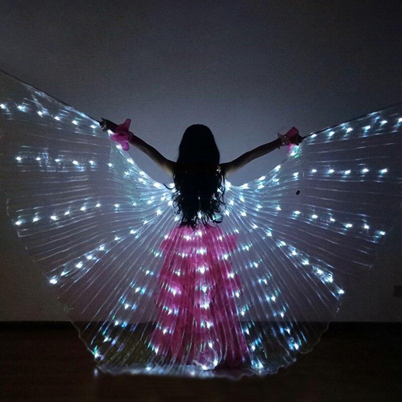 LED Dance Wings For Kids Butterfly Glow Dance Color Fluorescent Show Christmas Belly Dance Wings No Sticks Halloween Stage Wing