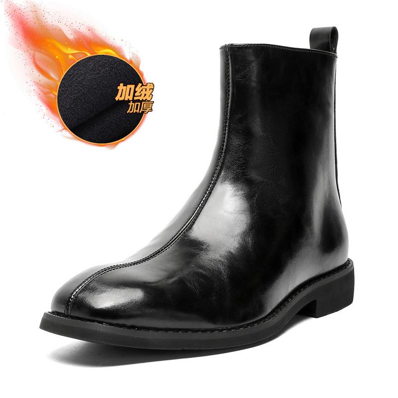 Ботинки Martin мужские квадратные ботинки челси в британском стиле высокие кожаные туфли ретро трендовые короткие ботинки 89757-J