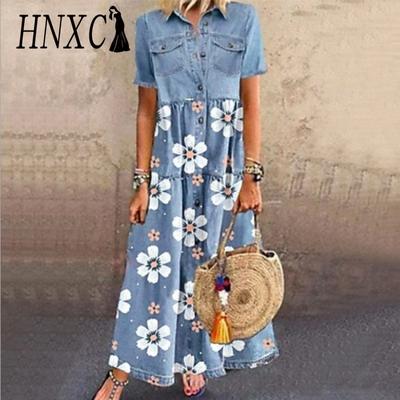 Женская мода лето весна короткий рукав поло воротник свободные повседневные платья