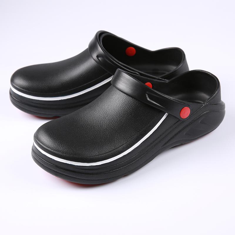 Black EVA Non-slip Waterproof Oil-proof Kitchen Chef Cook Shoes Hotel Slippers Work Sandals Shoes