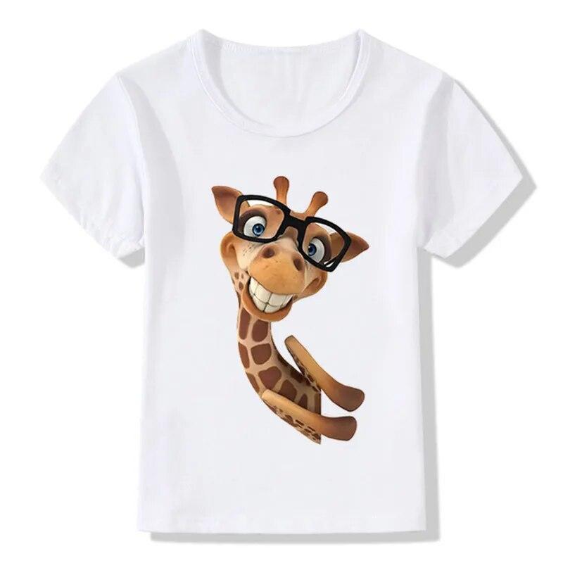 Cute 3d Giraffe Print Funny Children T -Shirt Summer Top Boys /Girls Clothes Casual Cute Baby Kids T Shirt