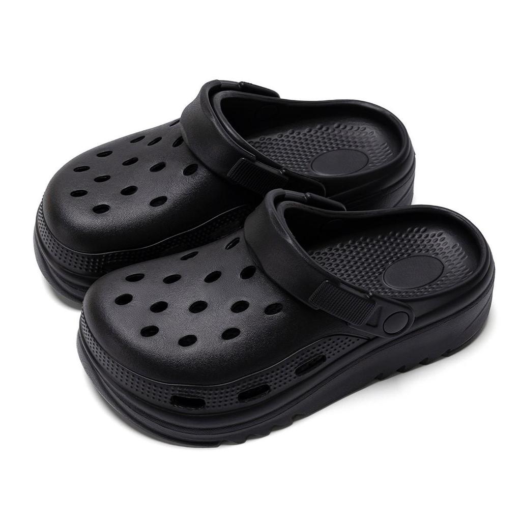 Женские черные нескользящие пляжные клоги на толстой подошве 2025 года для комфортной летней носки