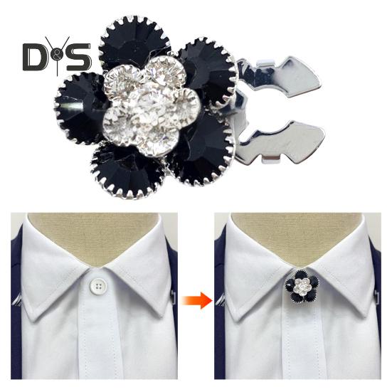 1/6Pcs Button Covers Faux Pearls Shiny Rhinestone Flower Shape Button Clip with Pliers Press Dress Suit Tux Accessories