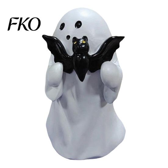 Small Ghost Figurine Statue Halloween Figurine, Cute Resin Statue, Creative Holding Bat/Drink Tabletop Ornament for Home Party, Trick or Treat