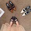 Brand Pointed Toe Women Sandals Fashion Shallow Slip On Ladies Mary Jane Shoes Flats Heel Elegant Dress Slingback
