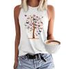 Butterfly Pattern T-shirt, Printed Vest, Printed Sleeveless T-shirt, Summer and Spring Women's Casual Sleeveless Round Neck Top