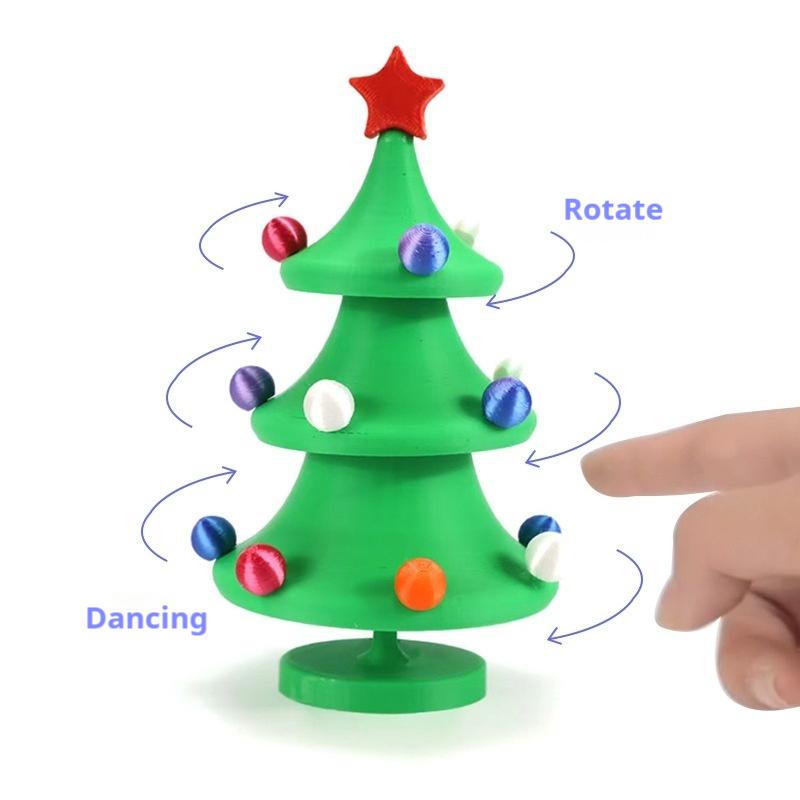 3D Printing Rotating Christmas Tree Fun Dancing Christmas Tree Decorations Gifts Desktop Decor Ornament Stress Relieving Toys