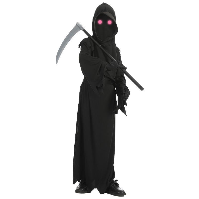 Halloween Kids Kids Scary Red Eye Reaper Costume Sickle Ghost Dark Messenger Ghost Costume Set