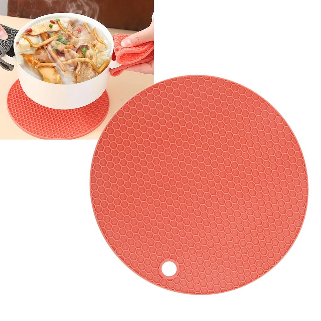 Heat Resistant Mat Silicone Slip Proof Round 17cm Heat Insulation Pad for Kitchen Countertop