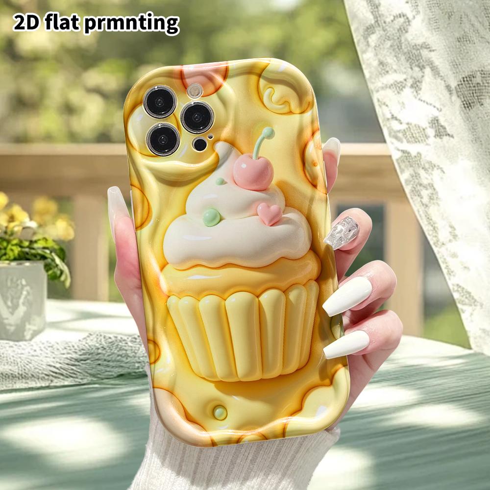 Phone Case: 2D flat design suitable for iPhone 18 17 16 15 14 13 Pro protective case, cupcake, perfect Christmas and Halloween holiday gift