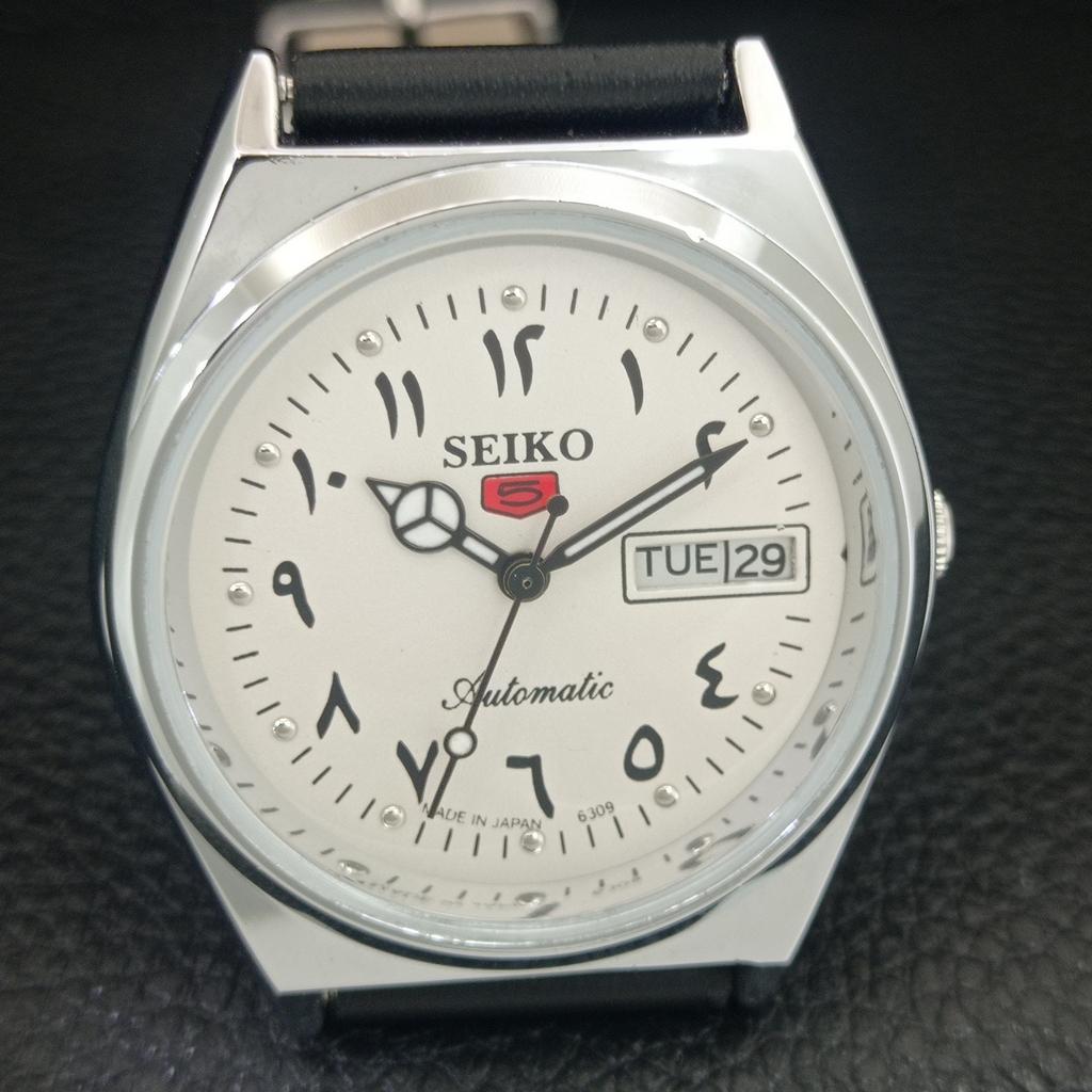 JAPAN VINTAGE REFURBISHED SEIKO 5 AUTOMATIC 6309A MENS WHITE WATCH a442609-1