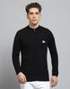 Mens Solid Olive Mock Neck Full Sleeve Pullover