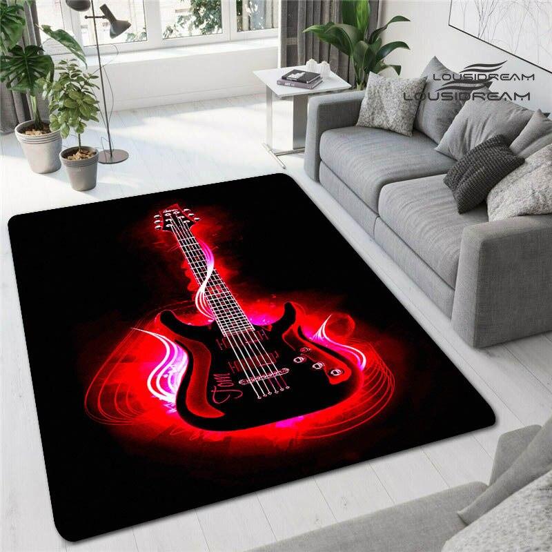 Красочные гитарные 3D печатные ковры для гостиной, нескользящие коврики, прикроватная тумбочка для спальни, современное украшение для дома, моющиеся напольные коврики