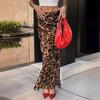 Sexy Chiffon Fishtail Floor-length Leopard Print Skirt Spring Fashion Skirt
