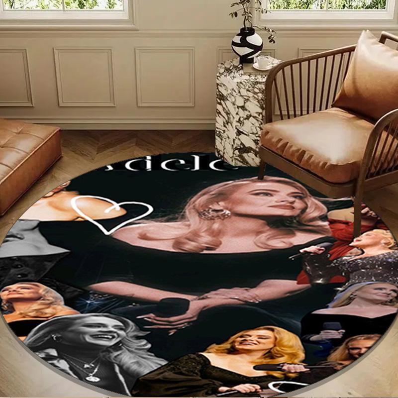 A-dele's pop music Round Rug for Livingroom,Bedroom, Palyroom, Chair Rug, Area rug, Circle Carpet, Large Size Fan Christmas gift