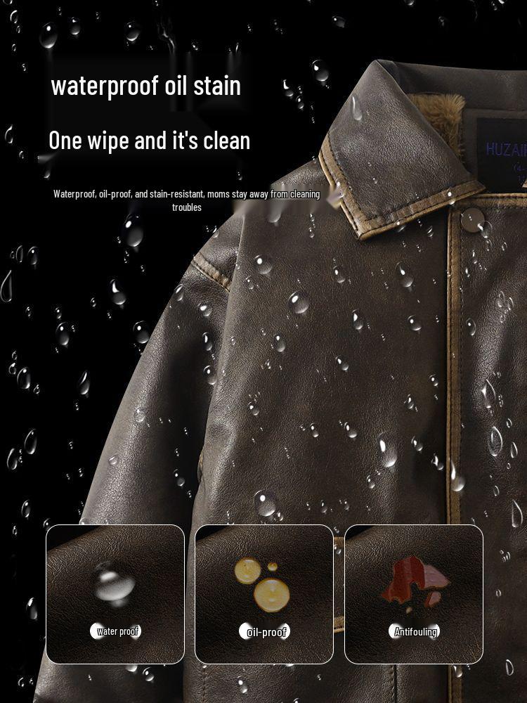 Кожаная куртка с флисовой подкладкой в уличном стиле для мальчиков на Осень/Зиму 2025 – Крутая и дерзкая верхняя одежда в корейском стиле