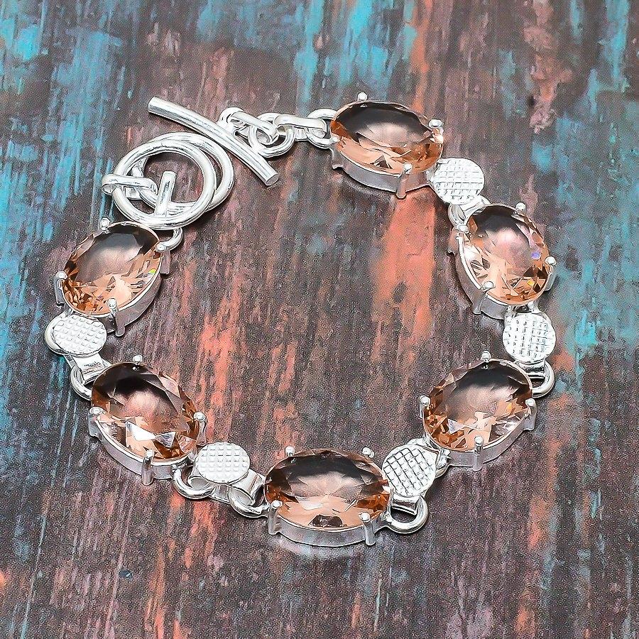 Удивительный браслет ручной работы из стерлингового серебра 925 пробы с морганитовым камнем