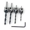 4pcs HSS 5 Flute Countersink Drill Bit Set Screw Woodworking Chamfer Tool 3-6mm 