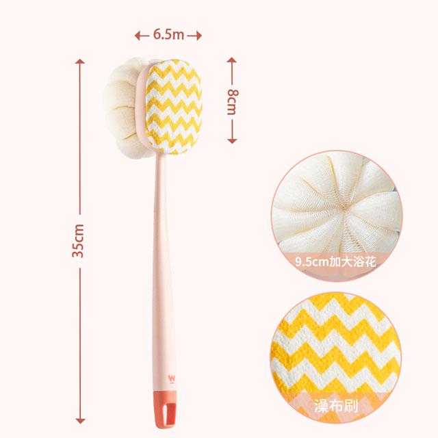Мочалка для спины с длинной ручкой, щетка для душа и тела с мягкой сетчатой губкой для женщин, отшелушивание кожи, ванна, массаж
