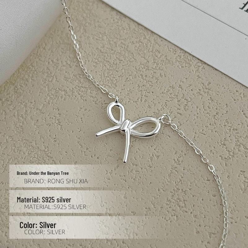 Ожерелье-бантик Banyan Tree S925 Silver - Милая цепочка на ключицу в корейском стиле для женщин