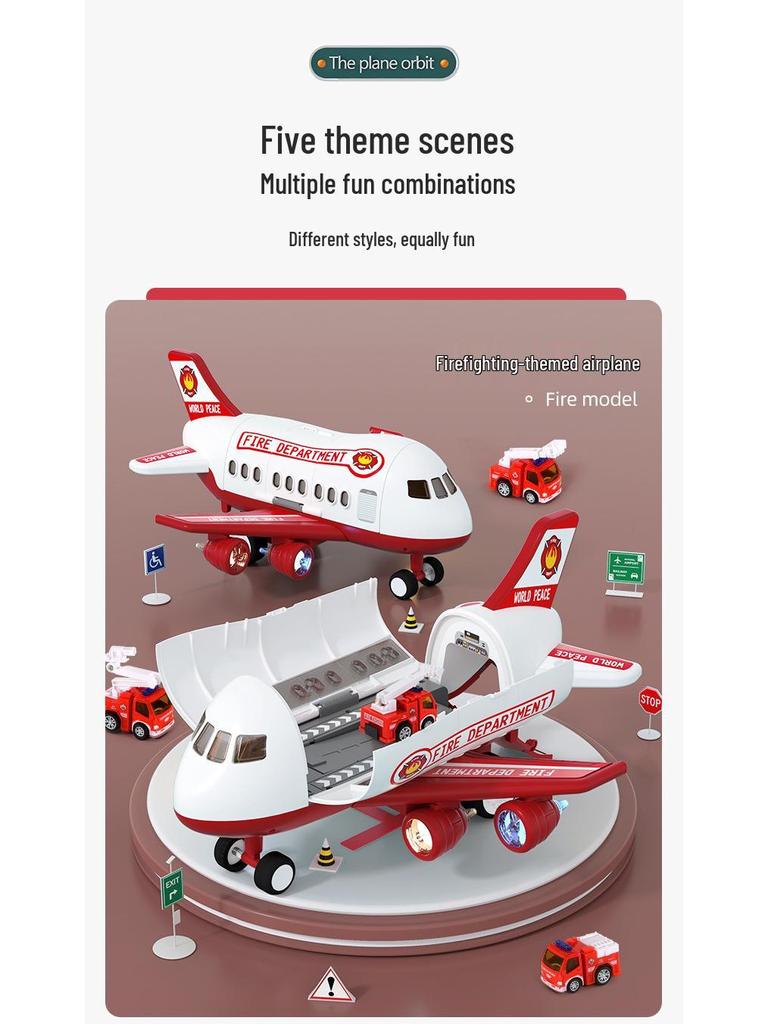 Extra Large Inertial Airplane Toy with Lights & Music - Educational Storage Set for Kids