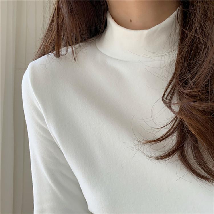 Женская базовая рубашка облегающего кроя на осень и зиму, модная утолщенная футболка с длинным рукавом, теплая кофта