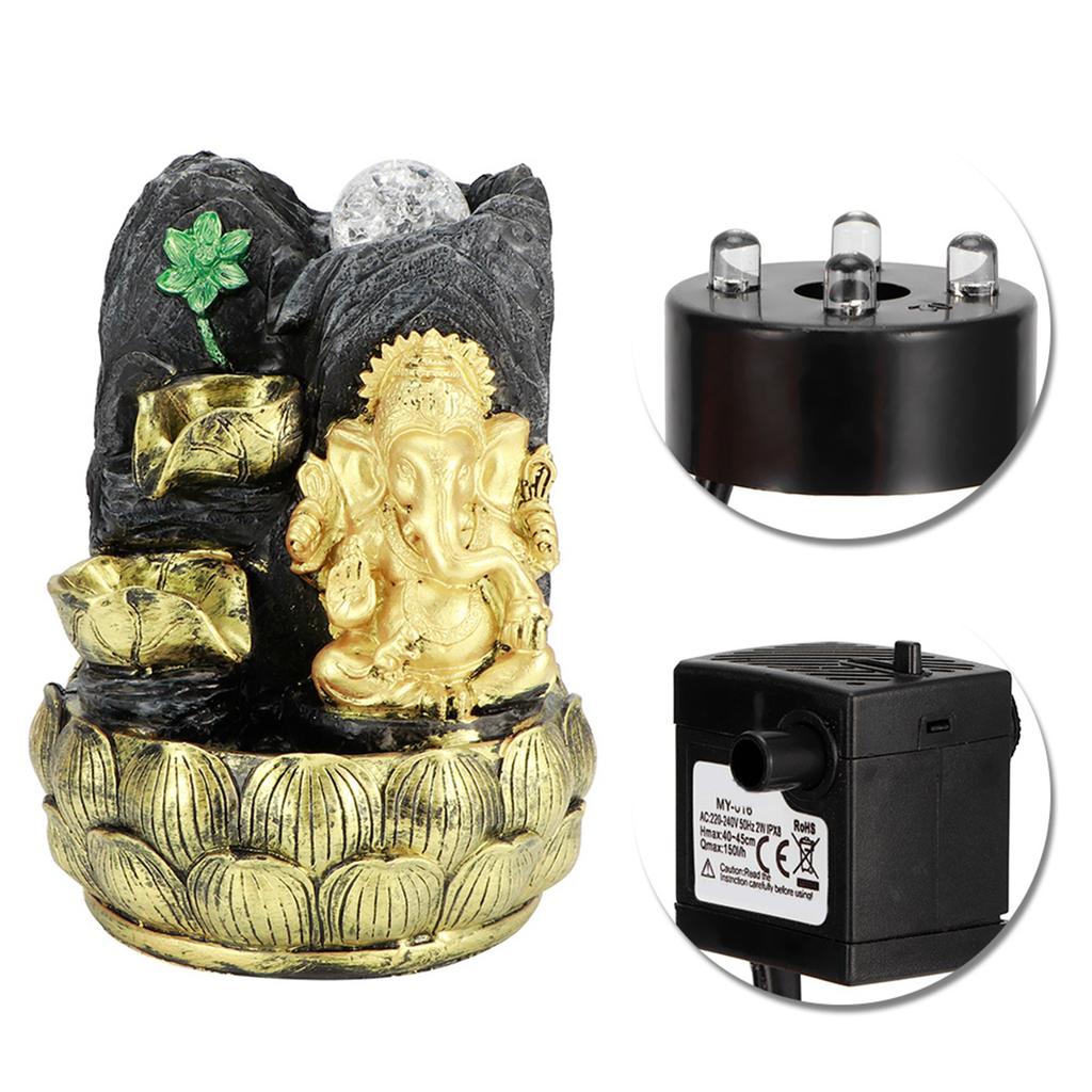 Настольный фонтан Ганеша статуя слона Будды украшение для дома украшение с декором из светящегося шара