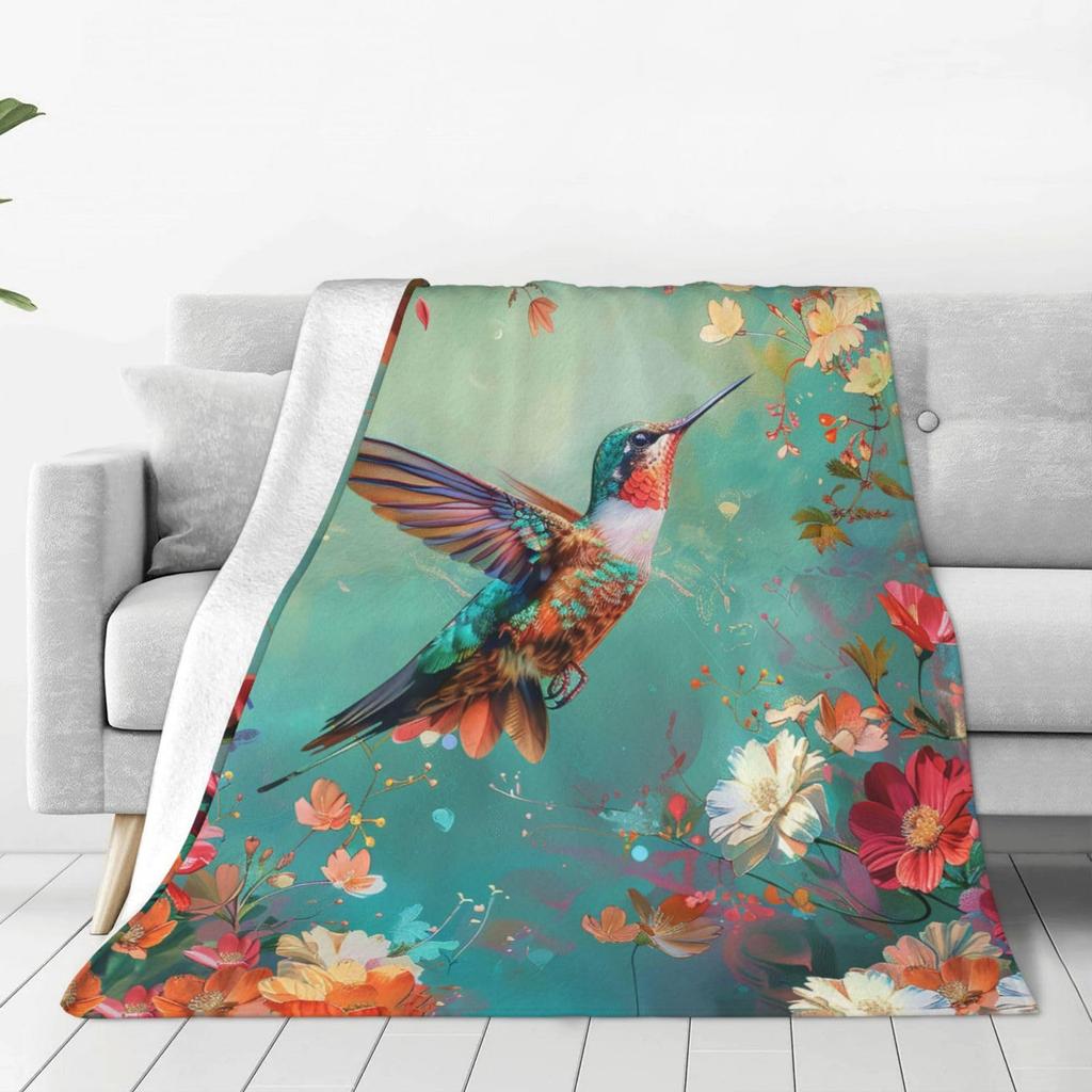Retro Butterfly Sunflower digitalprinted polyester Bedroom velvet flannel soft sofa cover blanket Fleece blankets for beds
