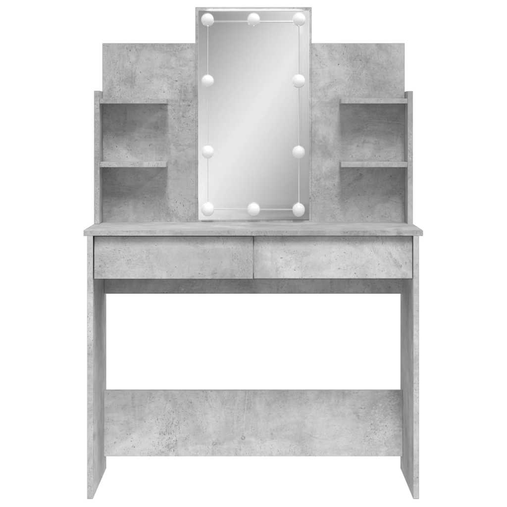 Makeup Table with LED Lights Concrete Grey 96 x 40 x 142 cm