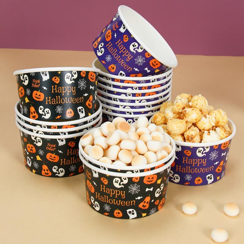 Halloween Paper Bowl Disposable Tableware Snack Box Ice Cream Cup Pumpkin Bowl Happy Halloween Party Decor Supplies