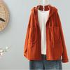 Женские однотонные куртки Осень Весна С капюшоном Карманы Свободный кардиган Корейская мода Женская блузка Пальто