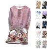 Women's Fashionable Printed Round Neck Long Sleeved Plush Warm Pullover Top
