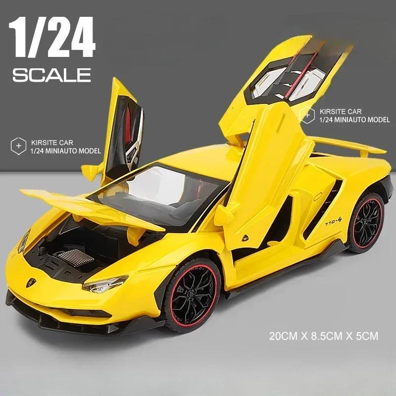 1:Масштаб 24 Lamborghini LP770 LP780 Суперкар Модель Звук Свет Дети Мальчики Металлические Игрушки Транспортные Средства Подарок Коллекция Voiture