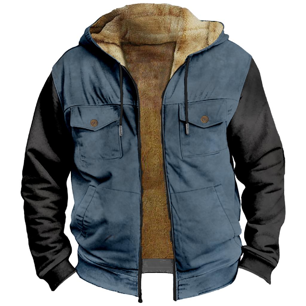 Men's Thickened Button Double Pocket Jacket With Pocket Insert Cotton Jacket