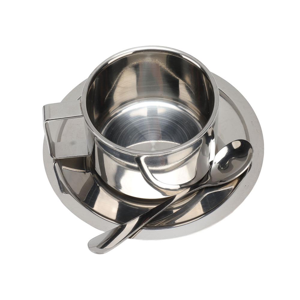 Rustproof Stainless Steel Coffee Cup Double Walled Latte Cappuccino Cup Double Walled Cup  Cafe