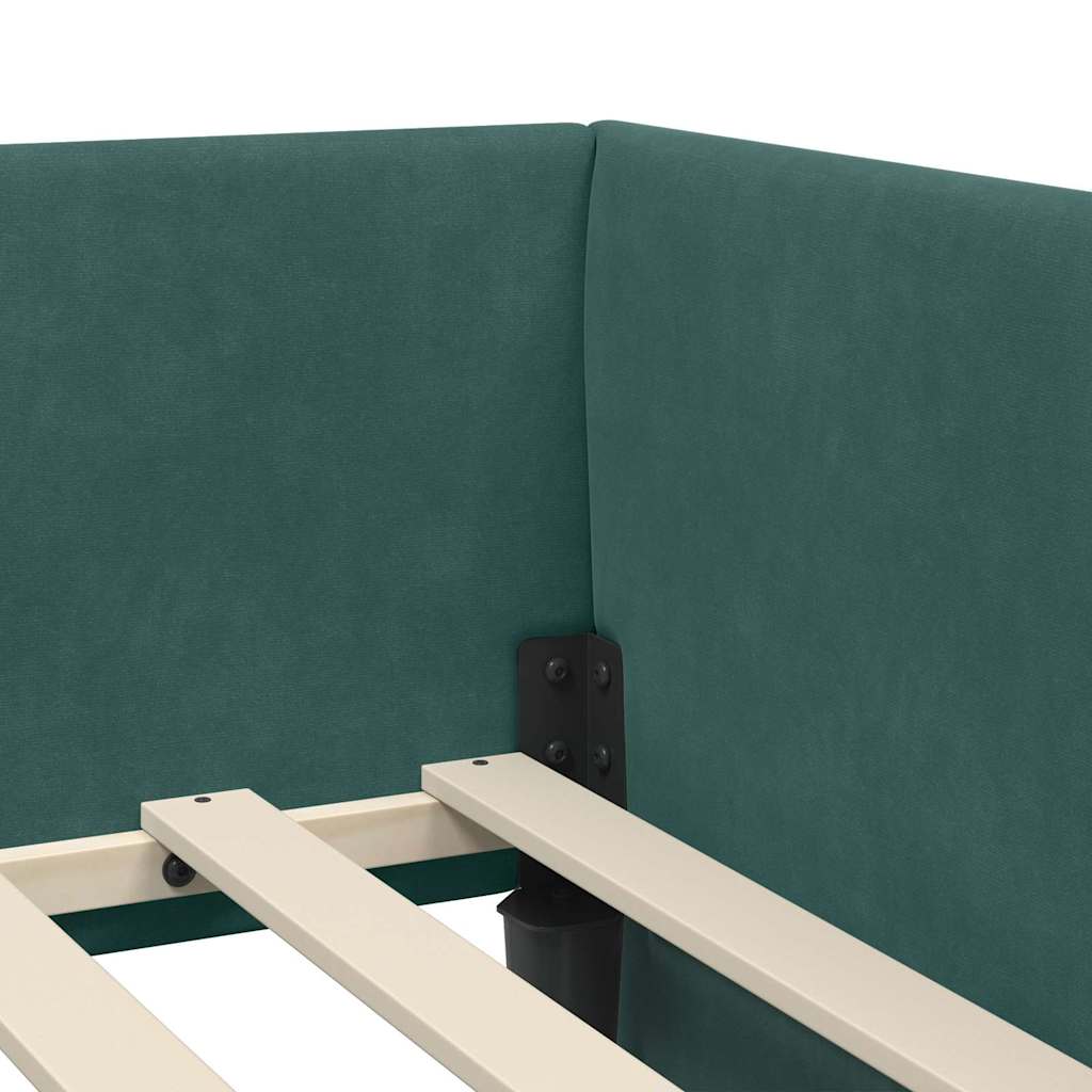 Corner Bed Frame with Mattress Other 2 pcs Green Velvet