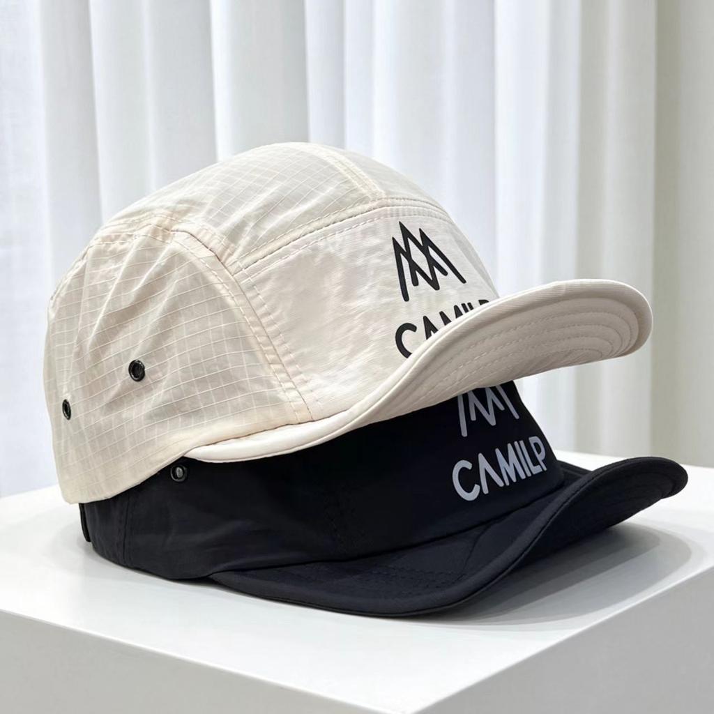 Summer short brim baseball cap solid color hat men's big head circumference soft top retro quick-drying cap versatile