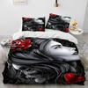 3D Horror Gothic Female Skull Dead Girl Comforter Bedding Set,Duvet Cover Bed Set Quilt Cover Pillowcase,Queen Size Bedding Set