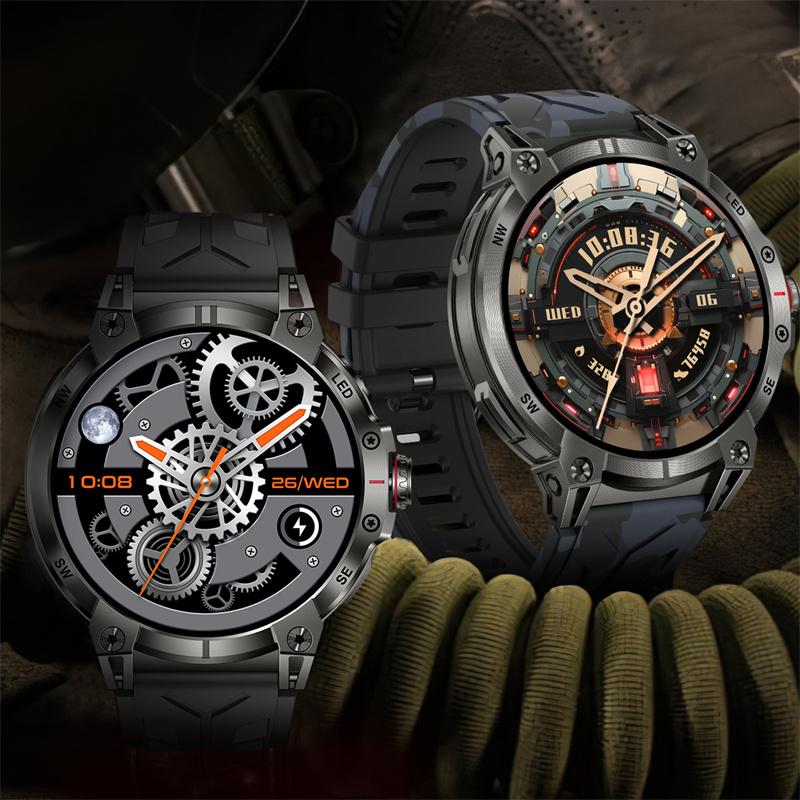 Умные часы KC89 для мужчин, для занятий спортом на открытом воздухе, светодиодный фонарик, компас, Bluetooth-звонок, голосовой ИИ, мониторинг здоровья, фитнес-трекер, смарт-часы