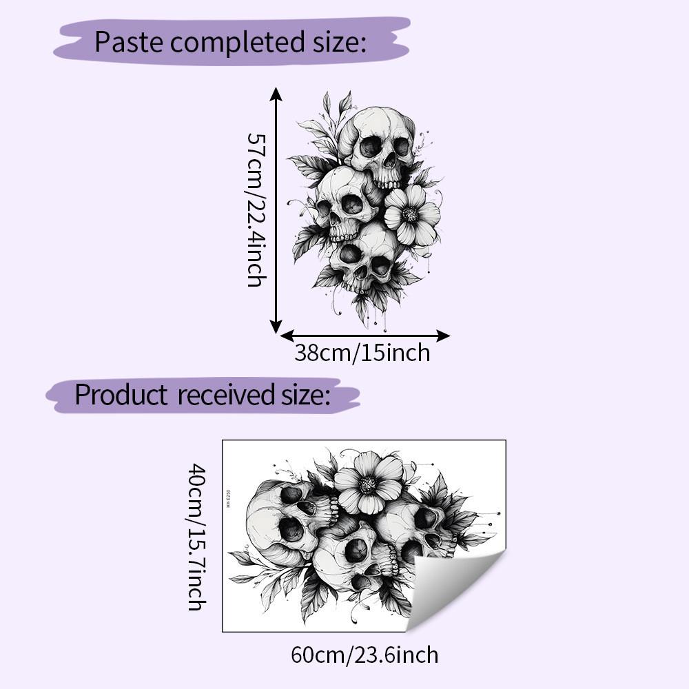 And Halloween Black White Skull And Flower Home Decoration Stickers Wall