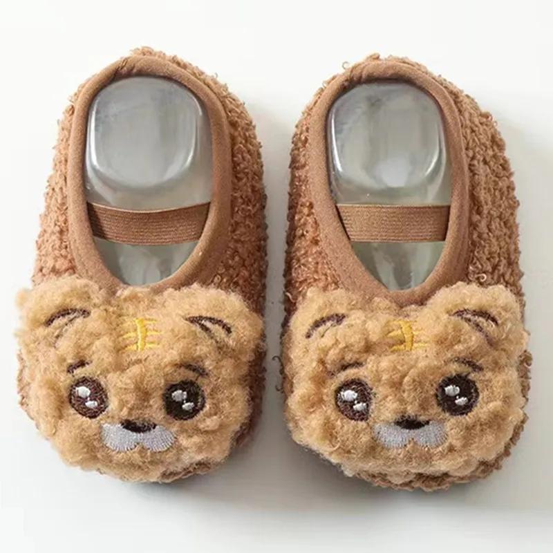 Warm Plush Baby Slippers Autumn Winter Toddler Floor Sock Shoes Boy Girl Children Soft Anti-slip Walking Shoes Indoor Kids Shoes