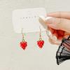 Exquisite Enamel Strawberry Design Shiny Zircon Inlaid Dangle Earrings Cute Elegant Style Delicate Female Earrings