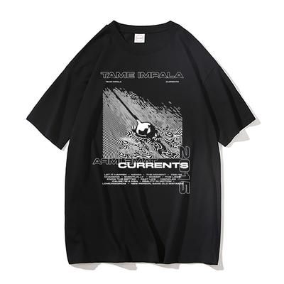 Футболка Tame Impala Currents 100% хлопок Повседневные стильные топы Стильные забавные футболки с коротким рукавом Хип-хоп Харадзюку Повседневные унисекс футболки