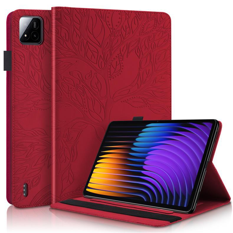 Подходит для защитного чехла Xiaomi Pad 7, чехол-планшет Pad 7 Pro с тиснением "Древо жизни", слотом для карт и подставкой, противоударный кожаный чехол
