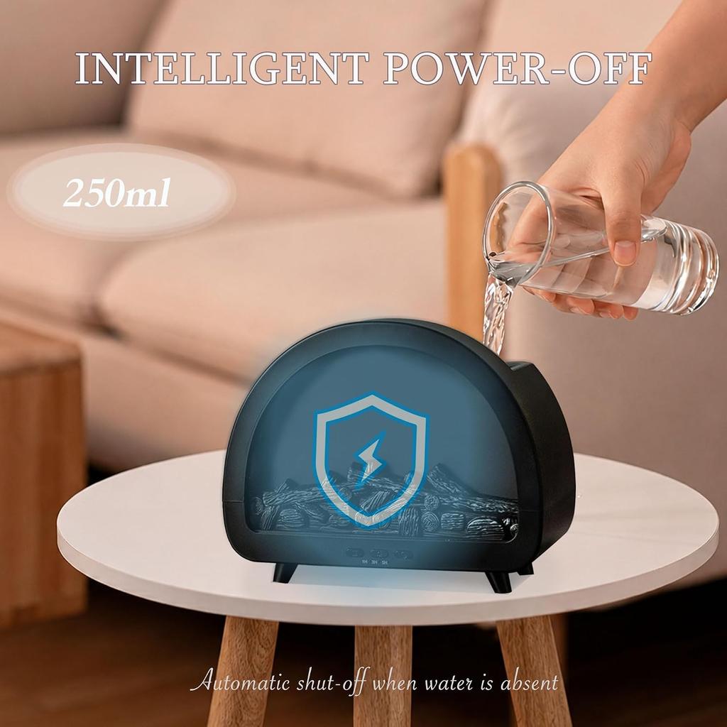 2026 Upgraded 12 Color Flame Fireplace Aroma Essential Oil Diffuser,250ml USB Desktop Noiseless Cool Mist Humidifier with Timer Auto-Off Protection