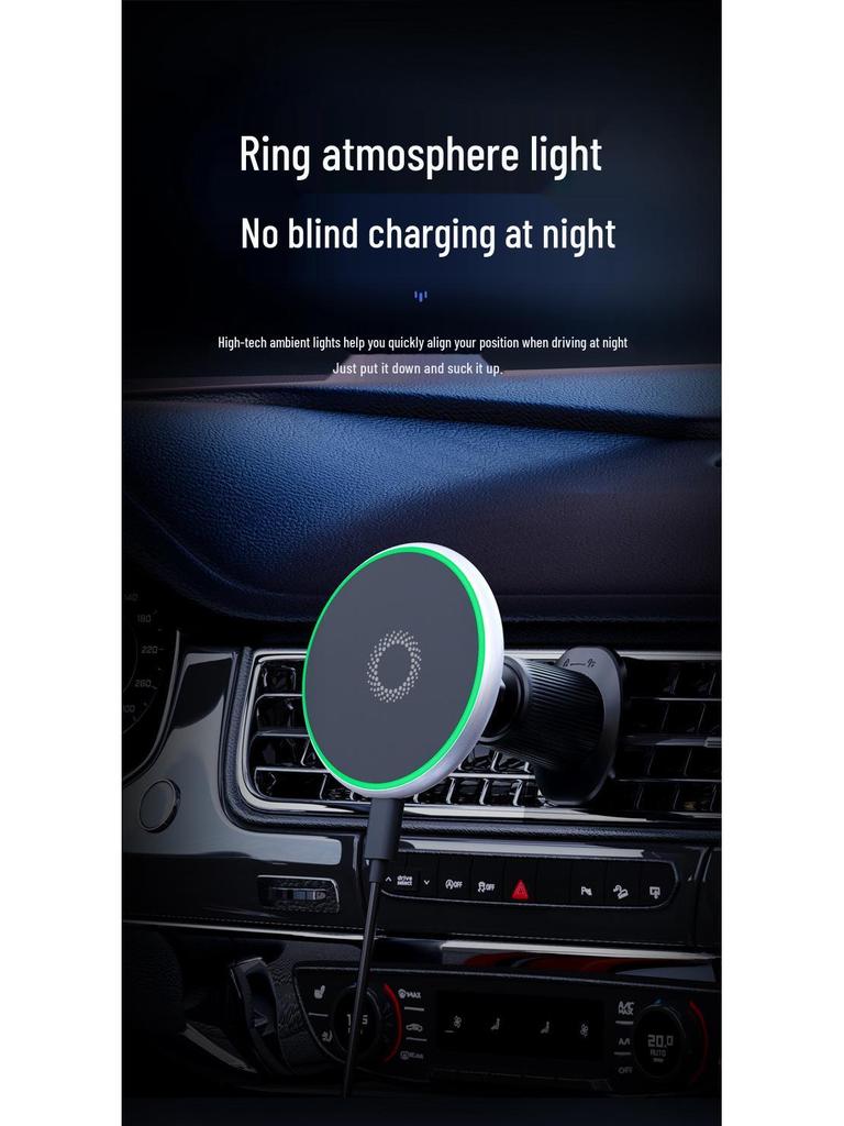 T50 Magnetic Car Phone Holder with Wireless Charging and Adjustable Navigation